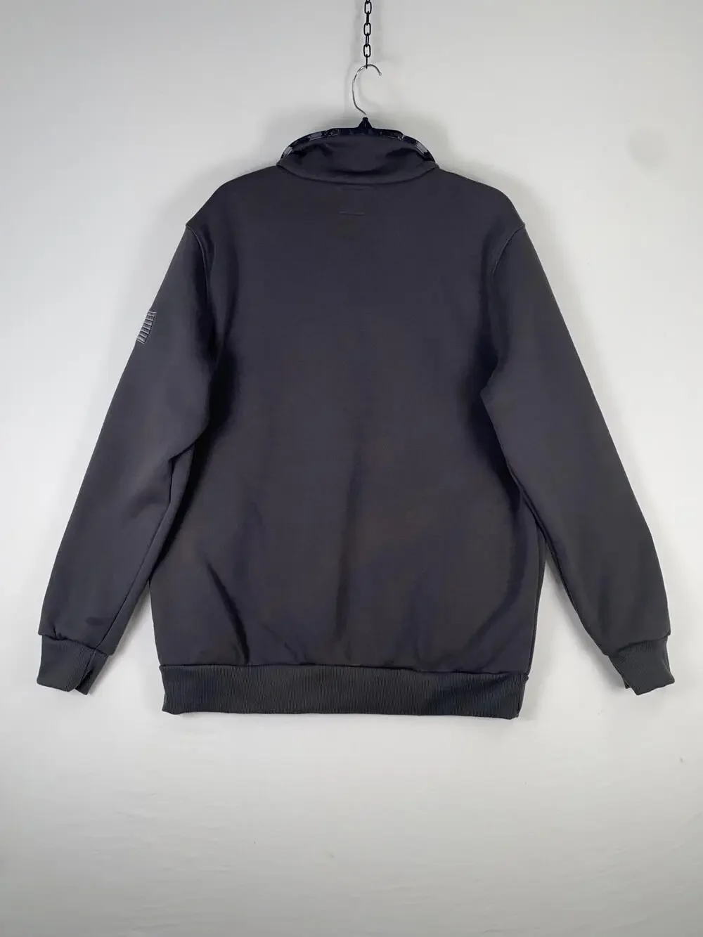 NRA Sweatshirt Mens Large Gray Mock Neck Snap Fleece Flag Eagle Pullover